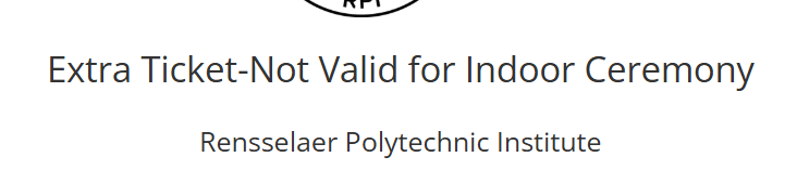 Sample- extra ticket not valid for indoor ceremony